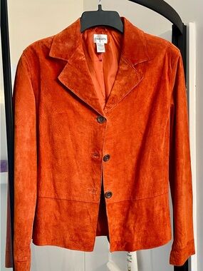 Chico's Orange Suede Notch Collar Blazer
